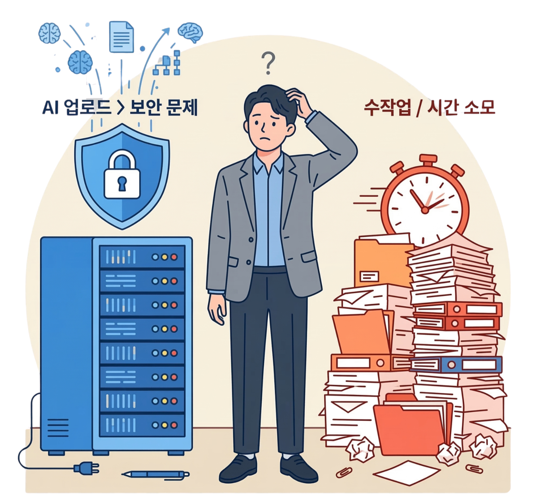 AI 보안 문제와 수작업 사이에서 고민하는 직장인
