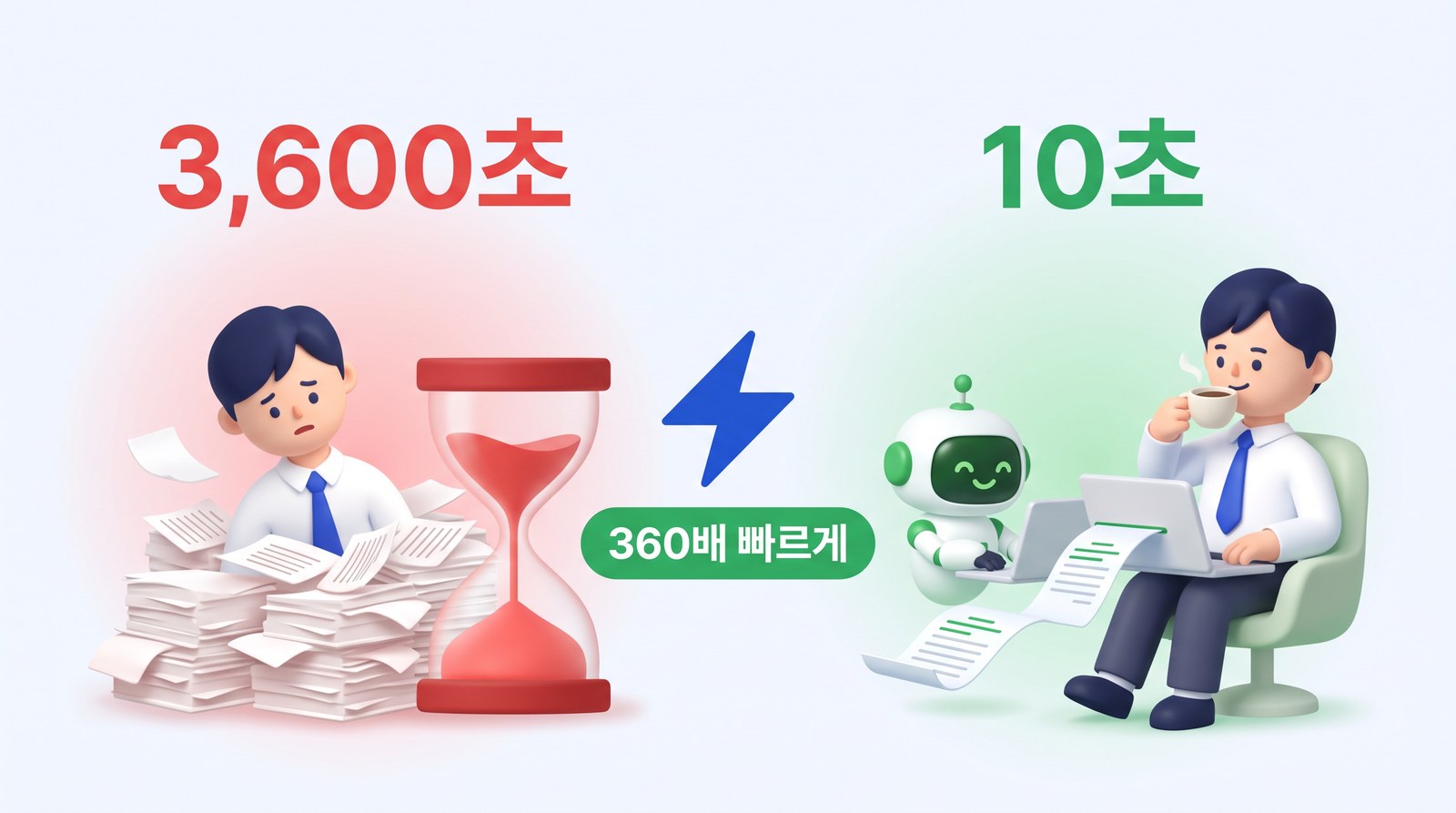수작업 조립 3,600초에서 매크로 실행 10초로 — 360배 빠르게